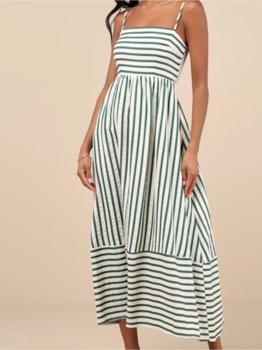 Lulu's Green & White Striped Maxi Sundress